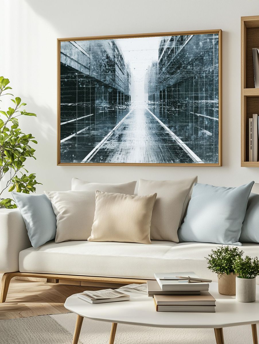 Futuristic City Corridor Print. — room view 2