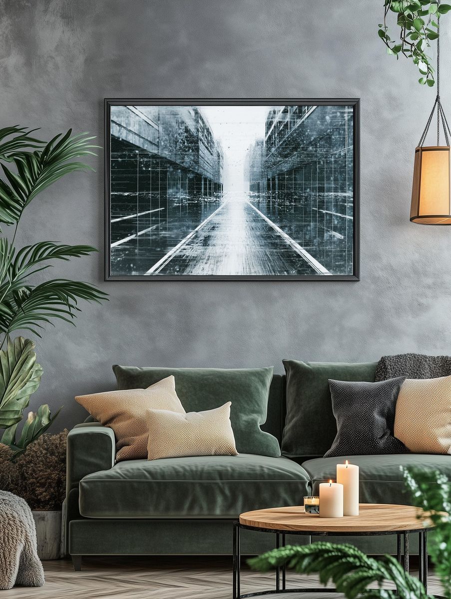 Futuristic City Corridor Print. — room view 4