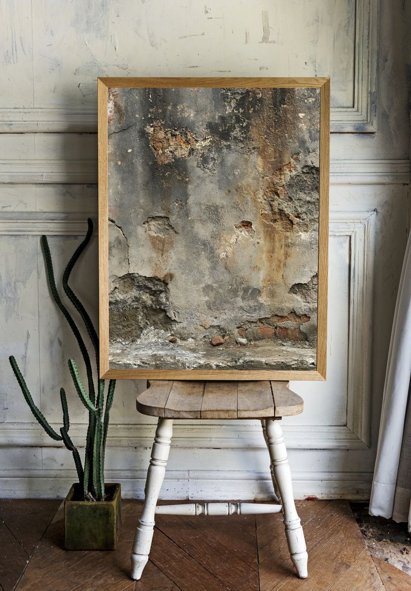 Weathered Concrete Wall Texture Print. room preview