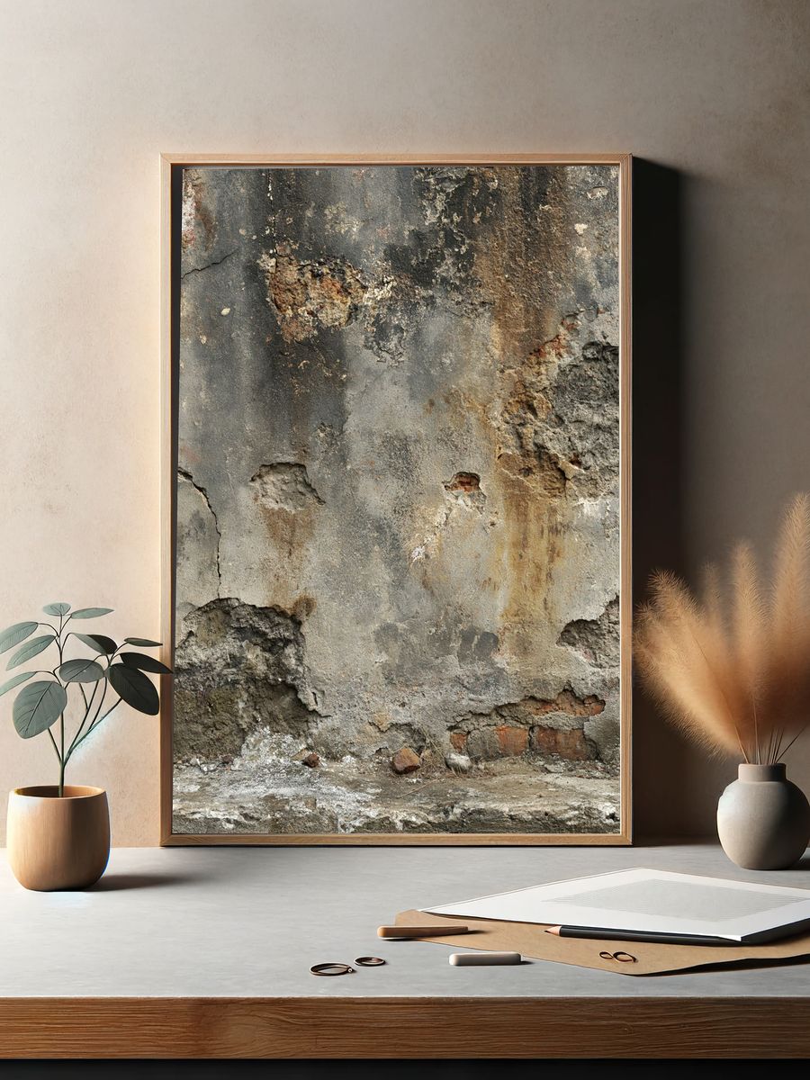 Weathered Concrete Wall Texture Print. — room view 2