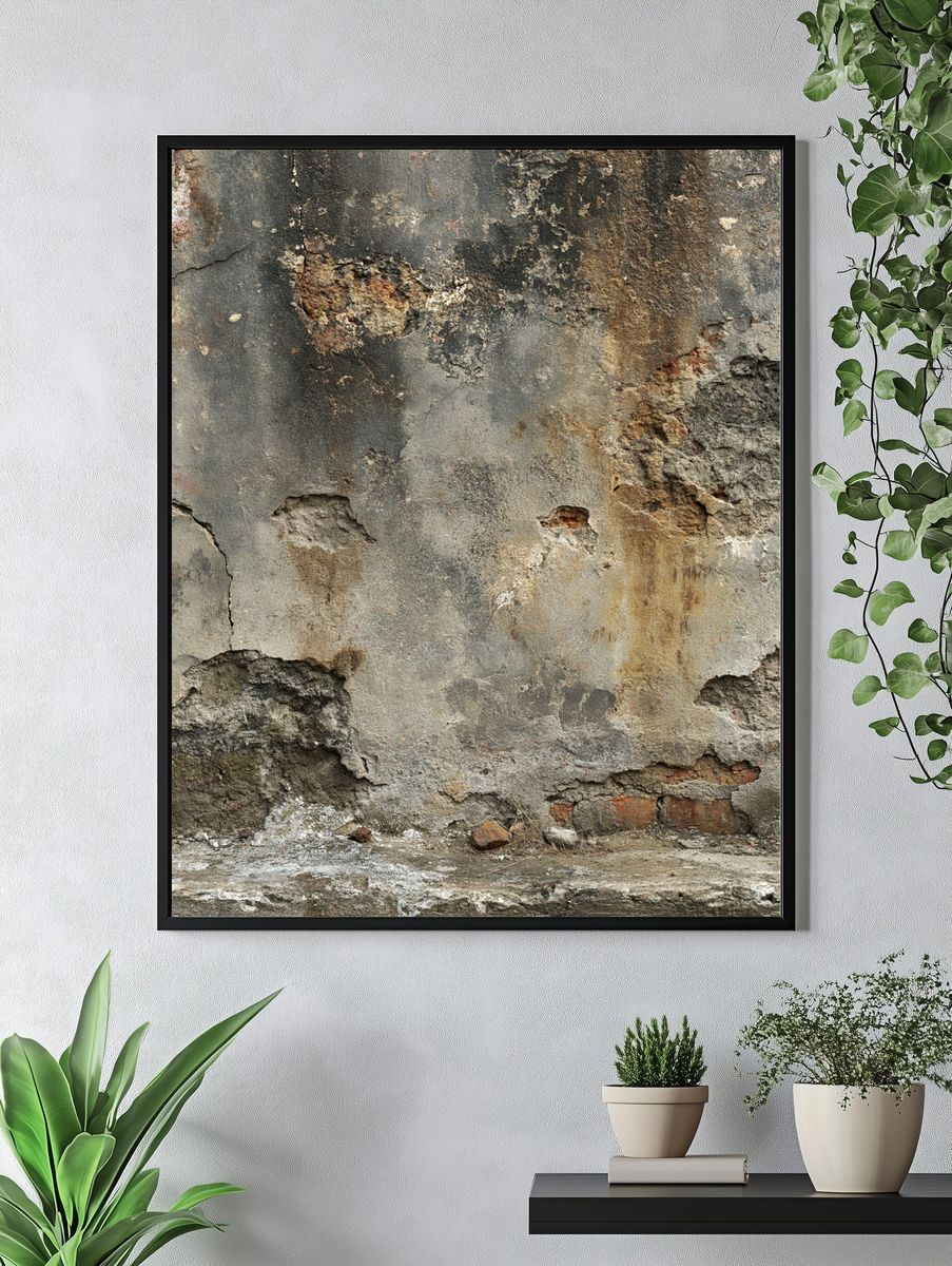 Weathered Concrete Wall Texture Print. — room view 4