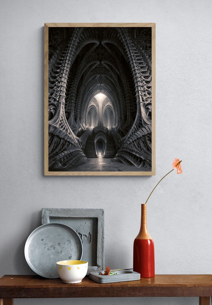 Gothic Cathedral Corridor Print. — room view 3