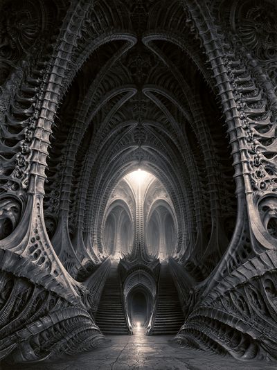 Gothic Cathedral Corridor Print.