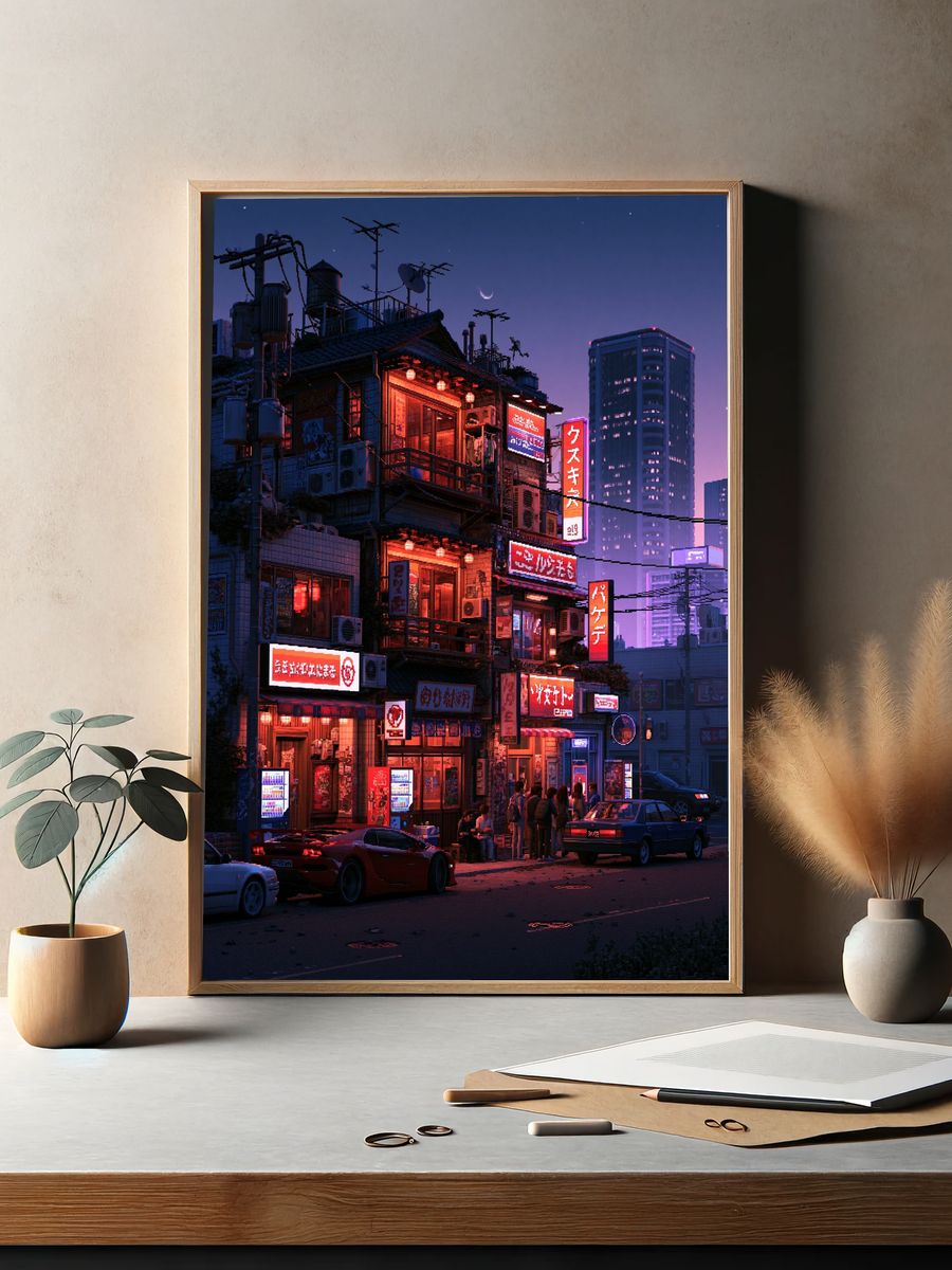 Neon Tokyo Alley Night Print. — room view 2