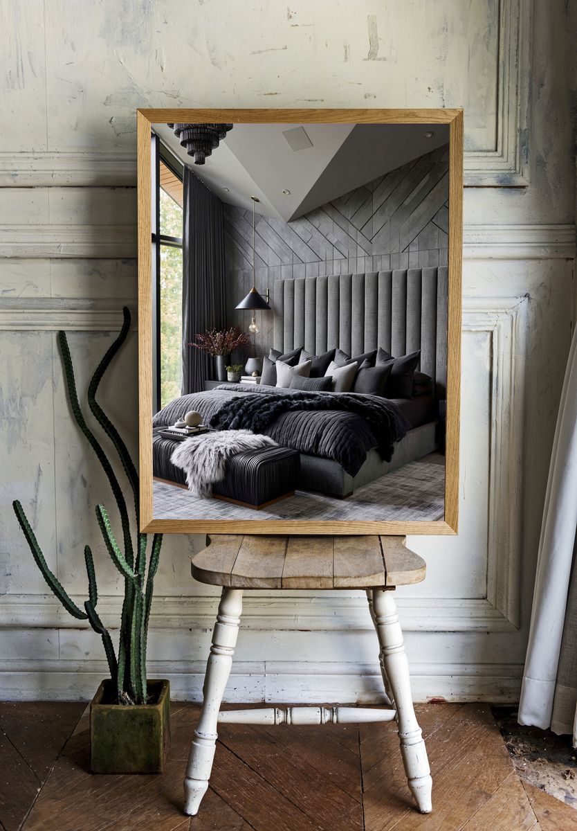 Modern Dark Bedroom Interior Poster. — room view 1