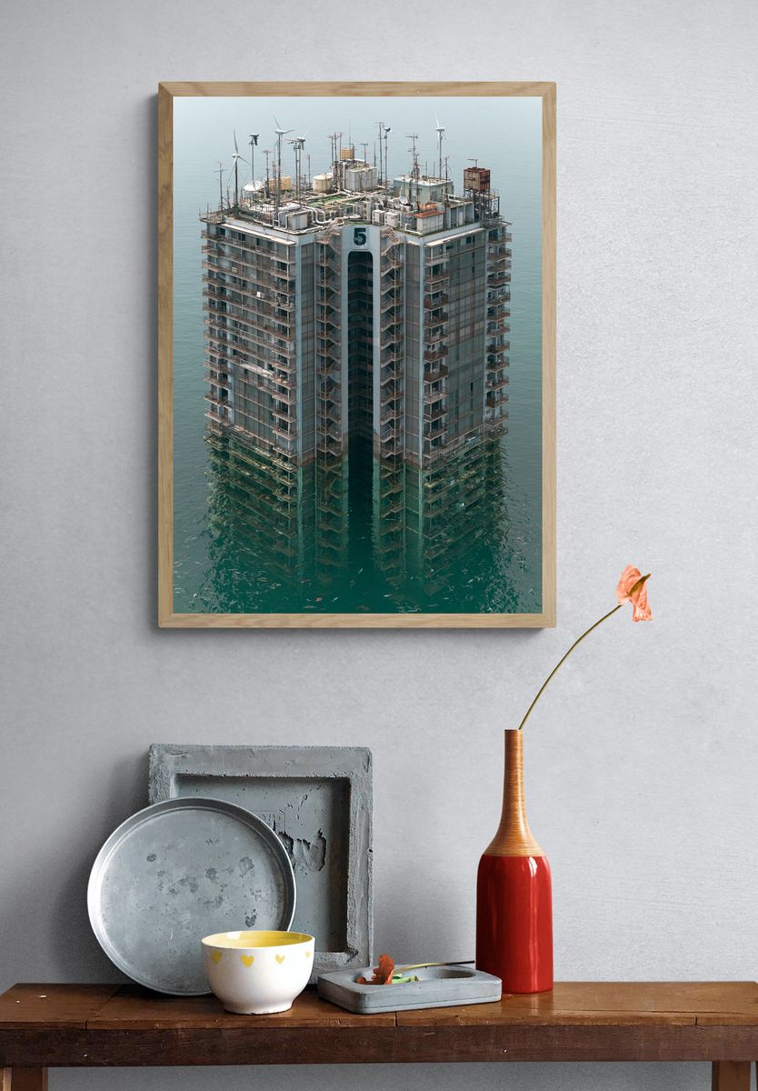 Ocean Tower Architecture Print. — room view 3