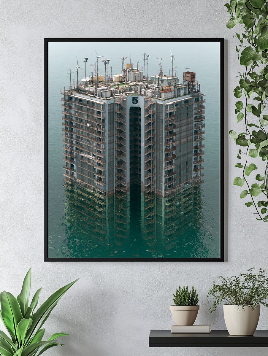 Ocean Tower Architecture Print. — room view 4