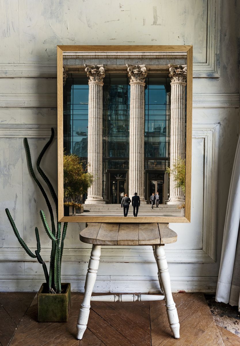 Neoclassical Facade Street Photography Poster. — room view 1
