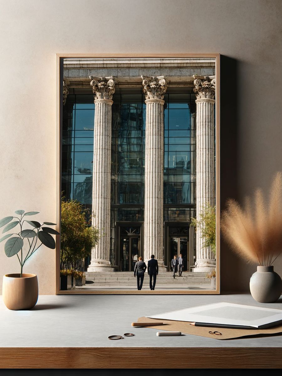 Neoclassical Facade Street Photography Poster. — room view 2