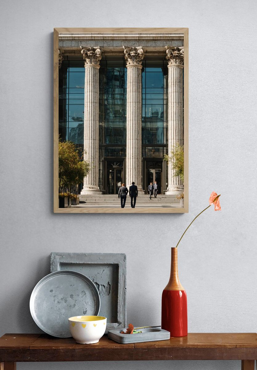 Neoclassical Facade Street Photography Poster. — room view 3