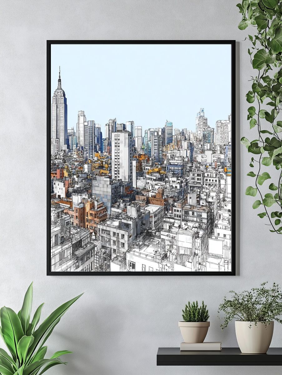 New York Skyline Sketch Poster. — room view 4