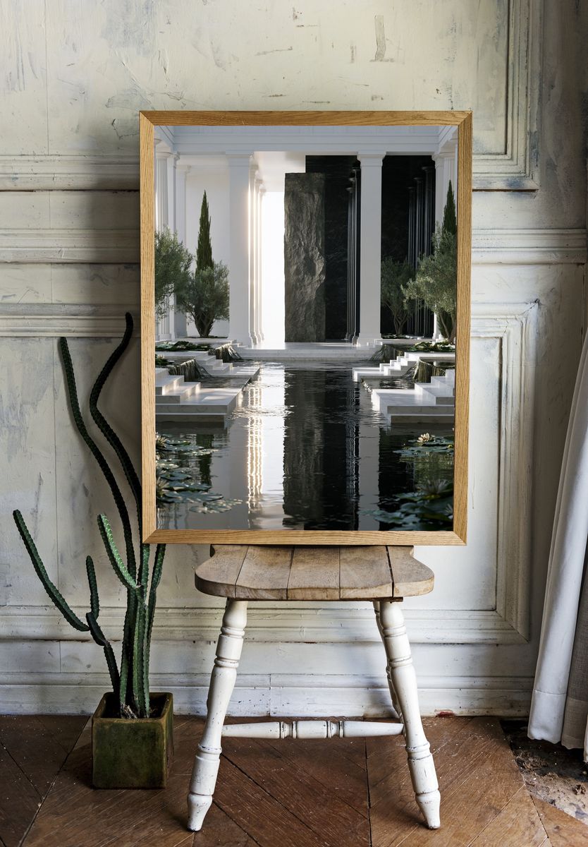 Neoclassical Garden Courtyard Print. room preview