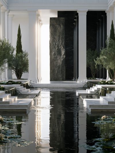Neoclassical Garden Courtyard Print.