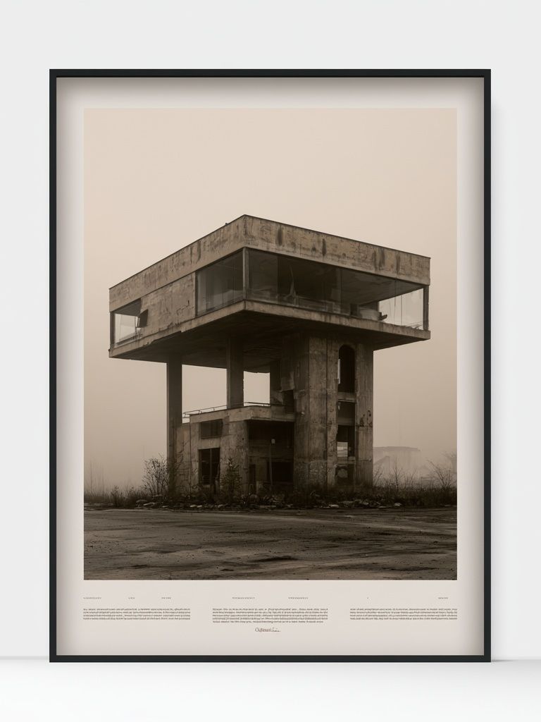Brutalist Concrete House Photography Poster. poster detail