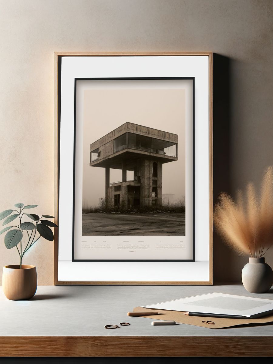 Brutalist Concrete House Photography Poster. — room view 2