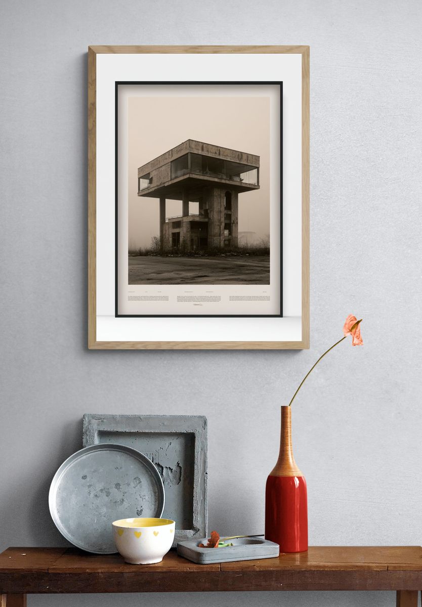 Brutalist Concrete House Photography Poster. — room view 3