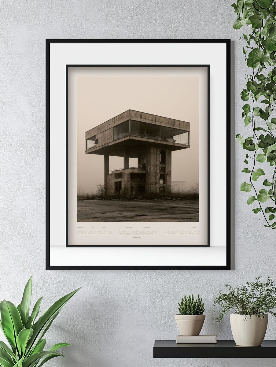 Brutalist Concrete House Photography Poster. — room view 4