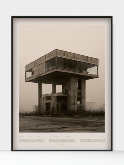Brutalist Concrete House Photography Poster.