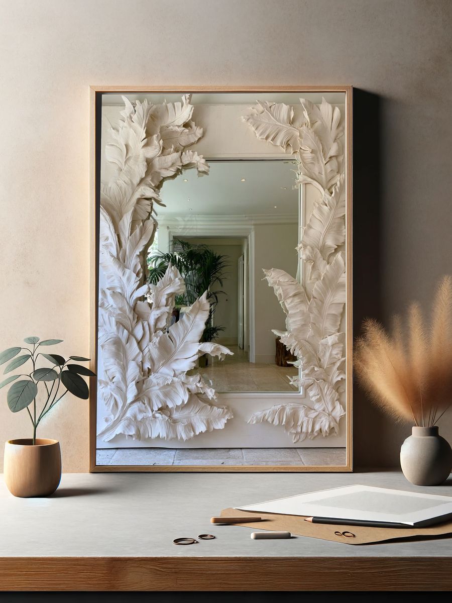 Feather Relief Mirror Poster. — room view 2