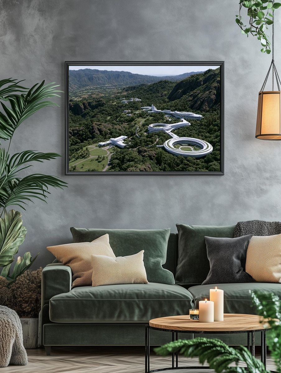 Futuristic Mountain Resort Photography Poster. — room view 4