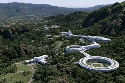 Futuristic Mountain Resort Photography Poster. poster print