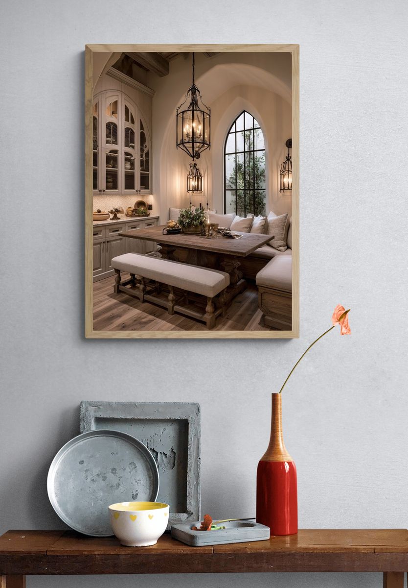 Tuscan Dining Room Interior Print. — room view 3