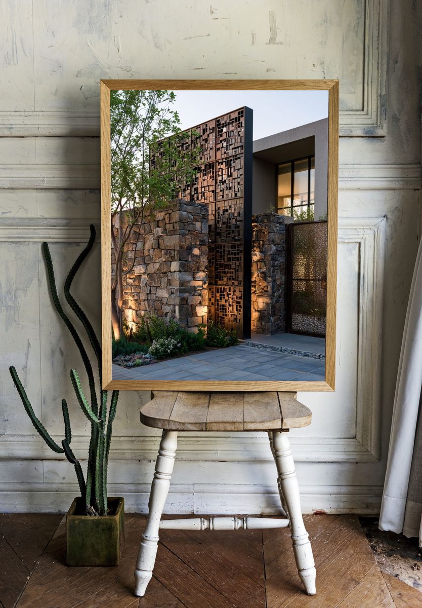 Modern Stone Facade Architecture Poster. room preview