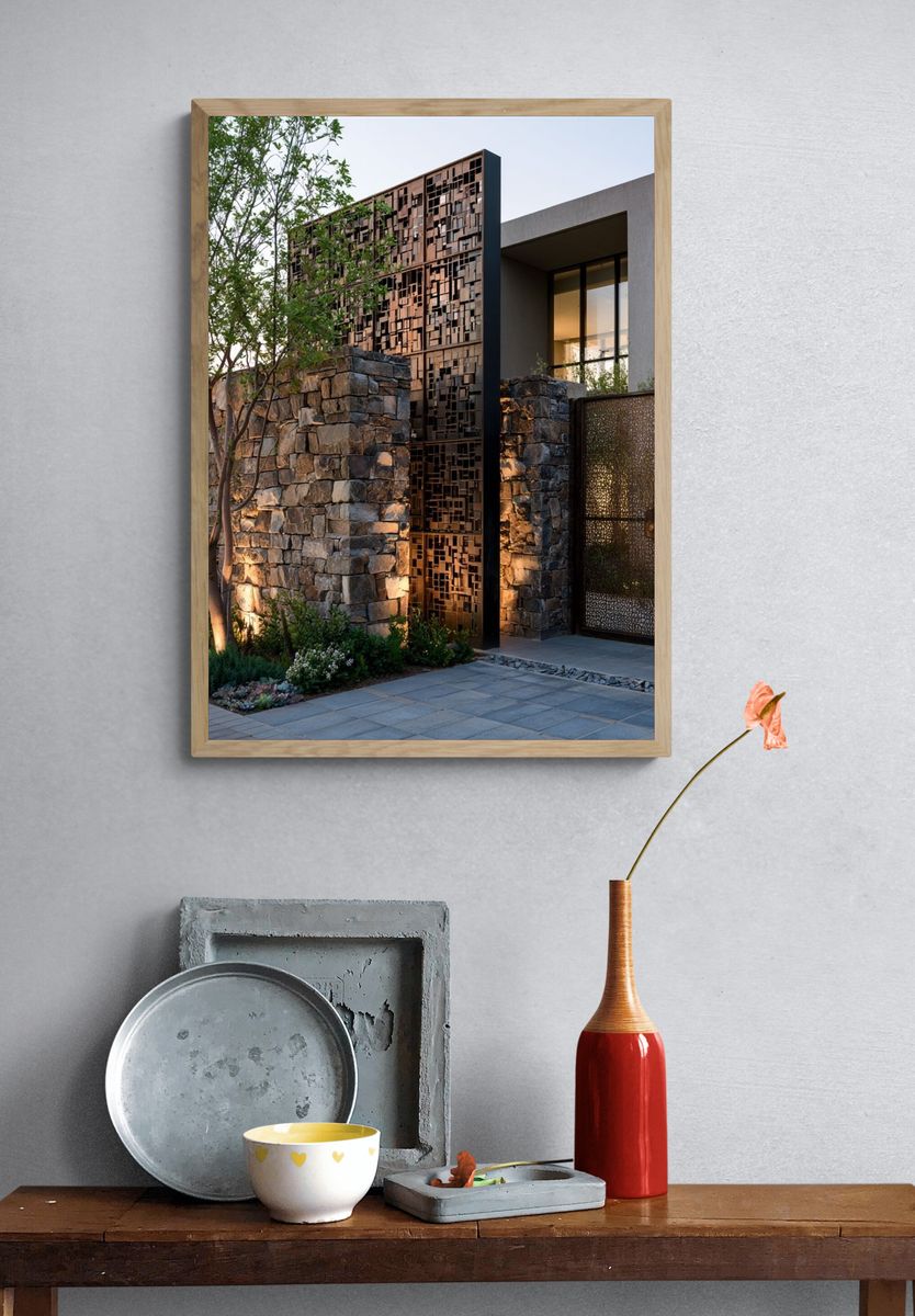 Modern Stone Facade Architecture Poster. — room view 3