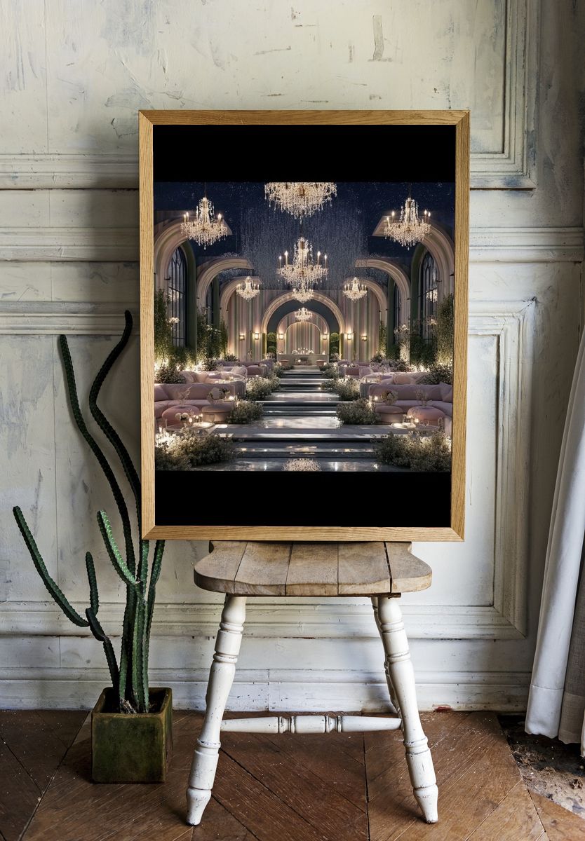 Glamorous Chandeliers Hallway Poster. — room view 1
