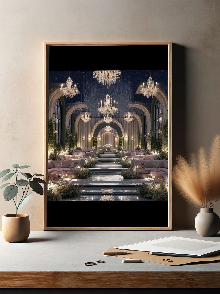 Glamorous Chandeliers Hallway Poster. — room view 2