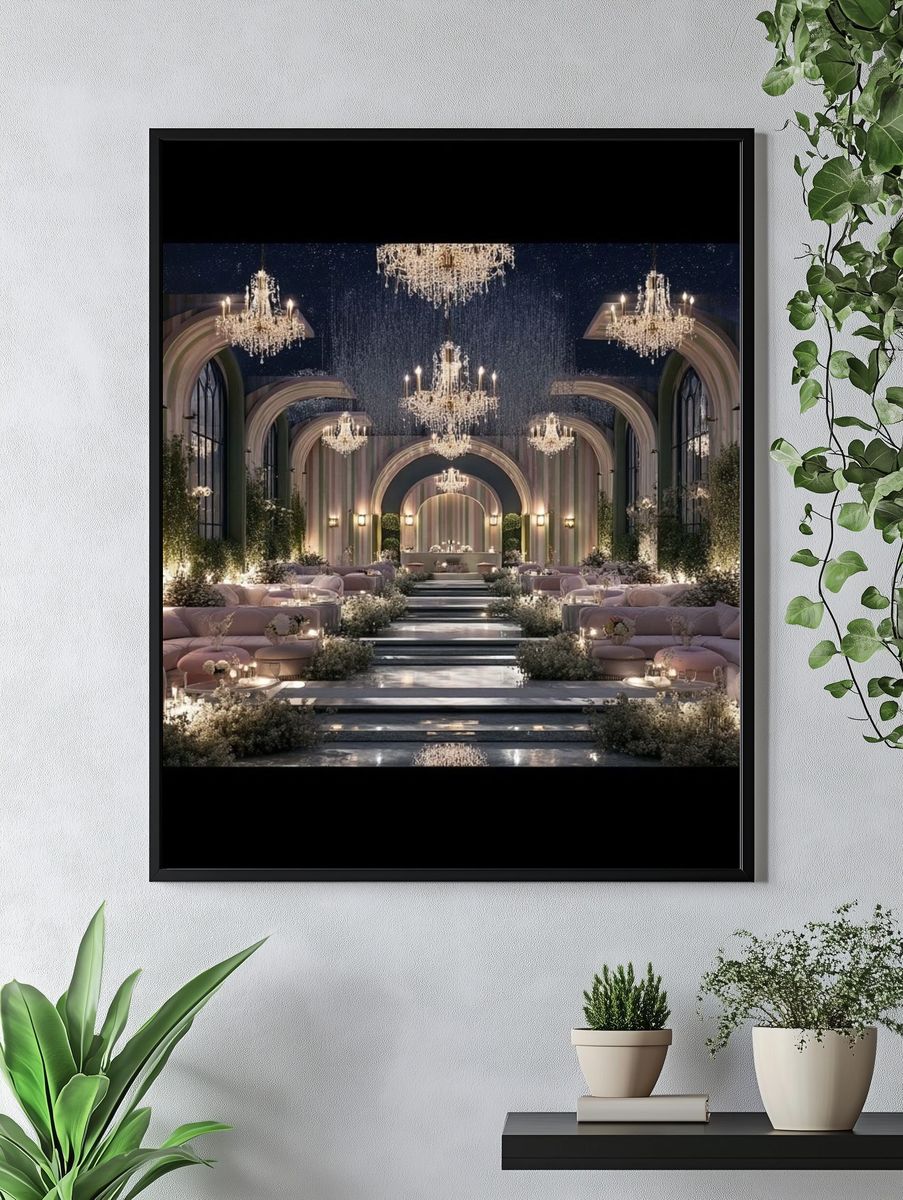 Glamorous Chandeliers Hallway Poster. — room view 4