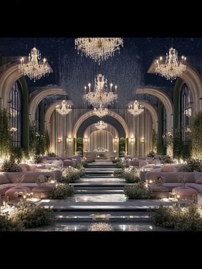 Glamorous Chandeliers Hallway Poster.