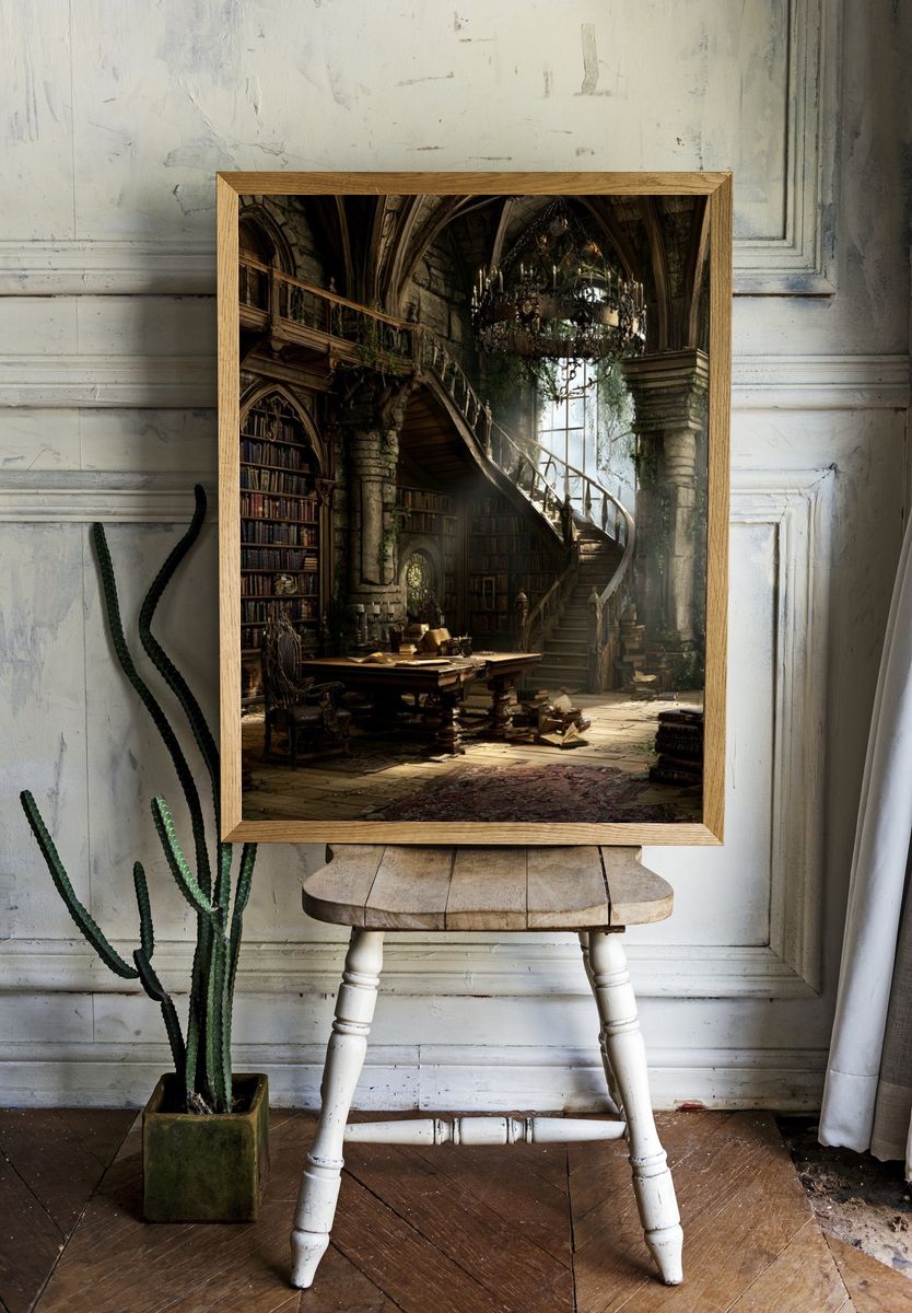 Enchanted Library Interior Print. — room view 1