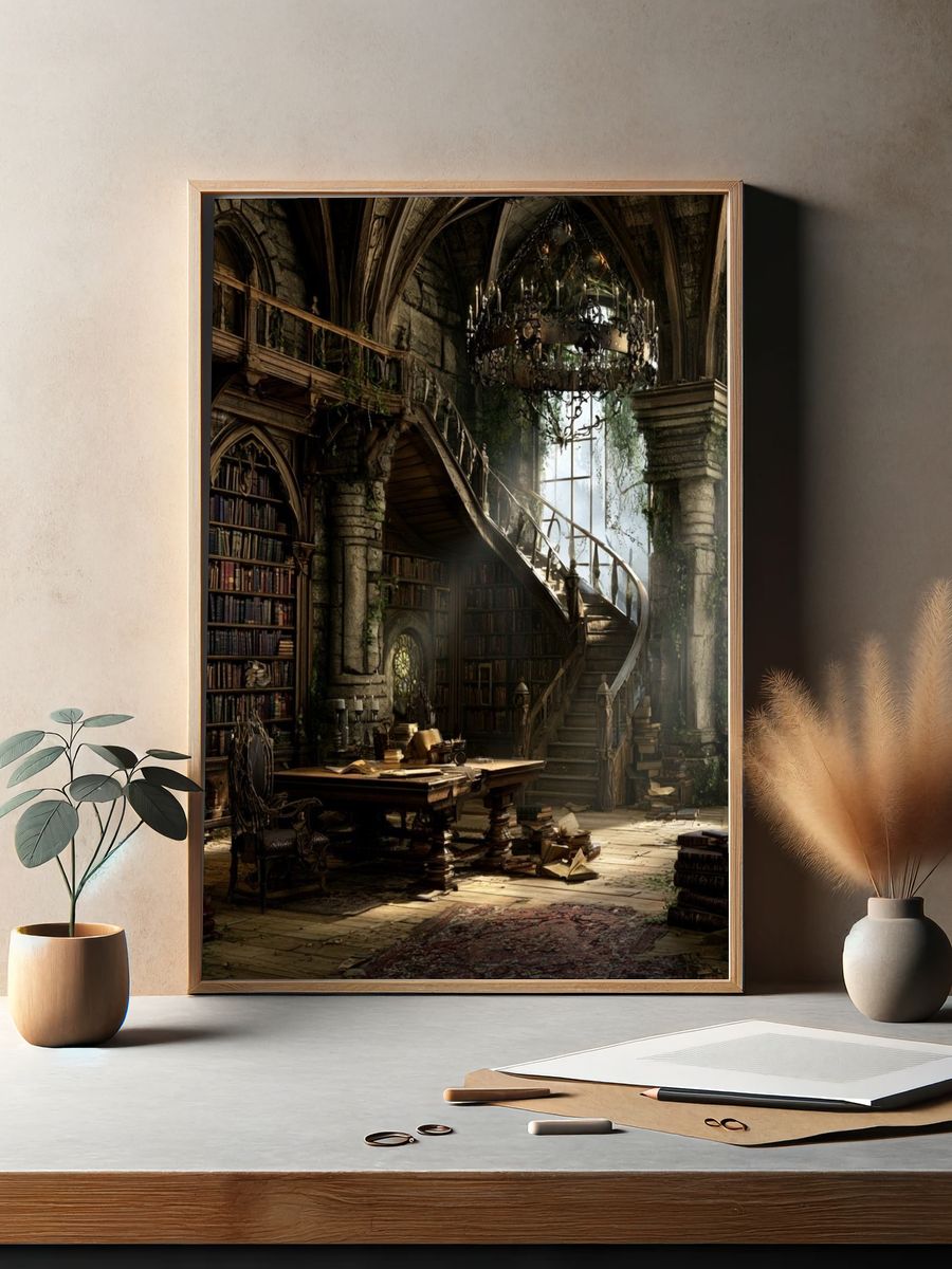 Enchanted Library Interior Print. — room view 2