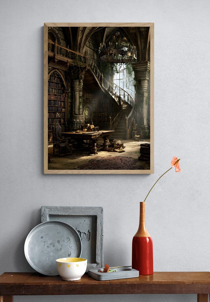 Enchanted Library Interior Print. — room view 3