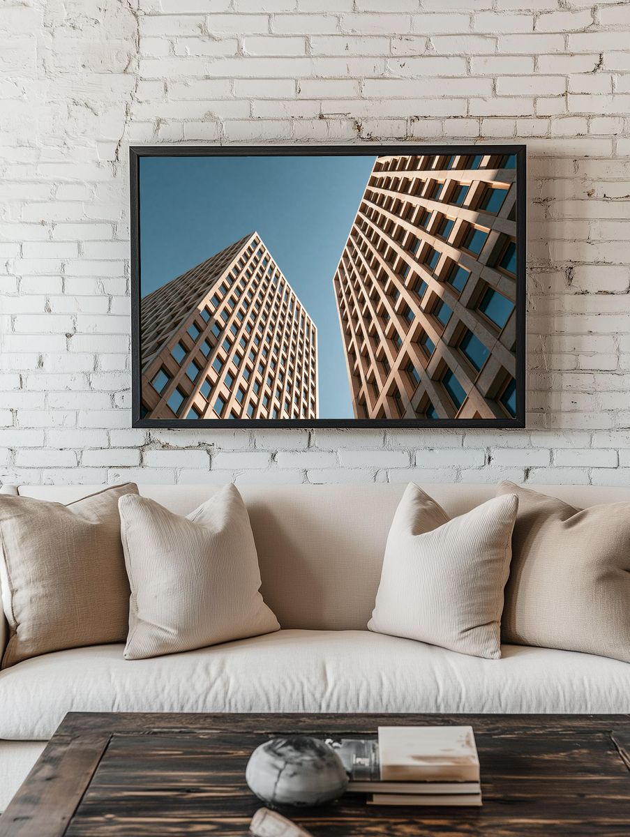 Modern Twin Towers Architecture Poster. room preview