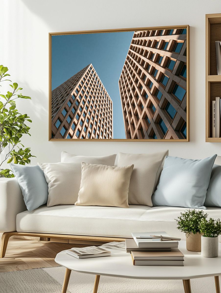 Modern Twin Towers Architecture Poster. — room view 2