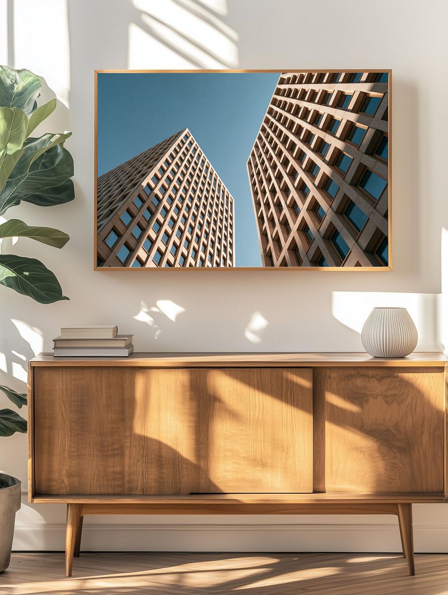 Modern Twin Towers Architecture Poster. — room view 3