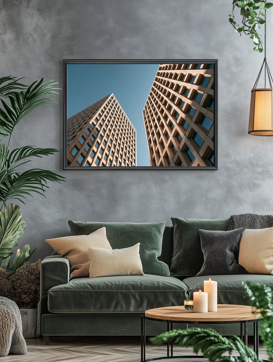 Modern Twin Towers Architecture Poster. — room view 4