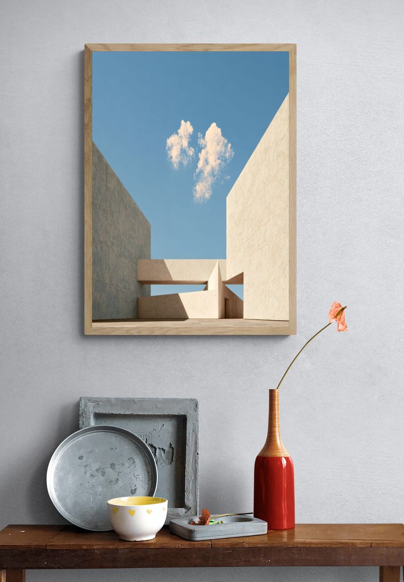Minimalist Concrete Courtyard Poster. — room view 3