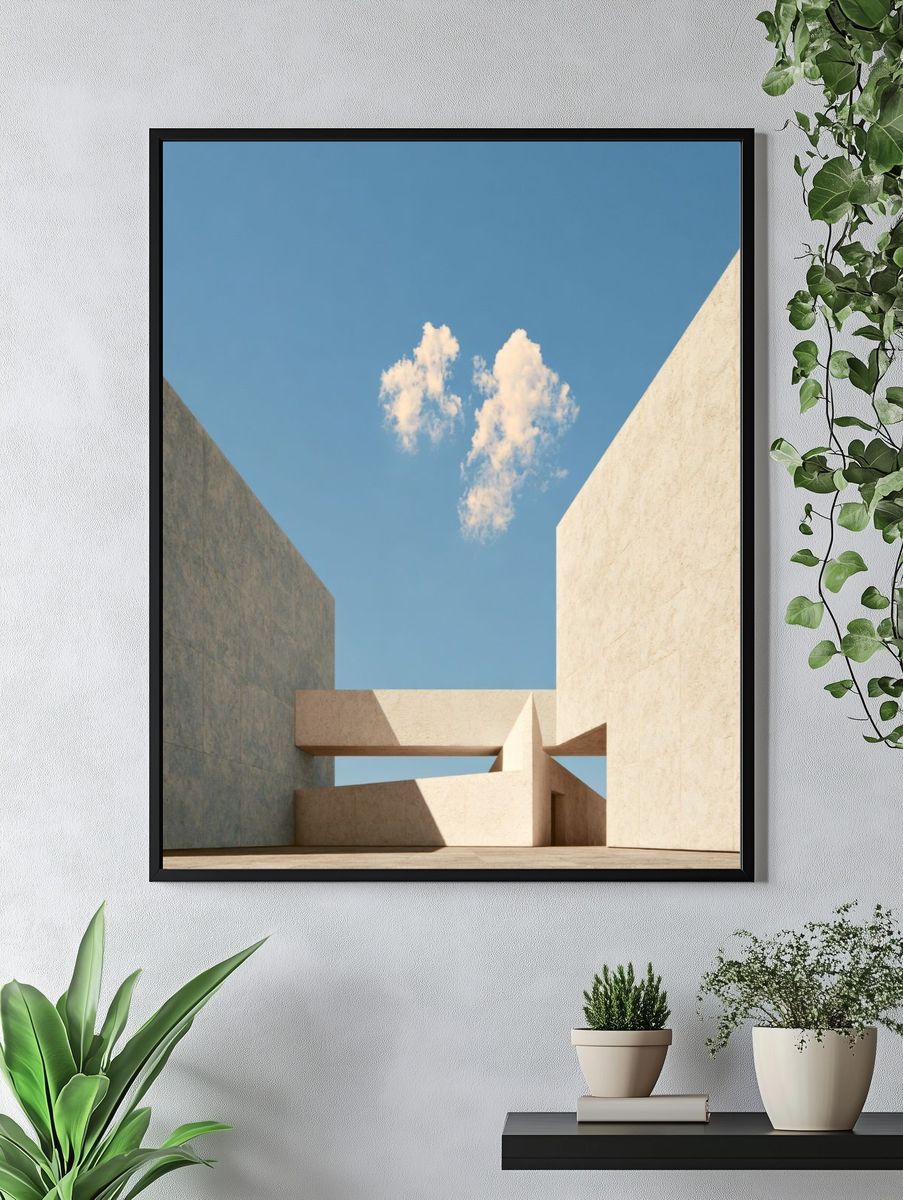 Minimalist Concrete Courtyard Poster. — room view 4
