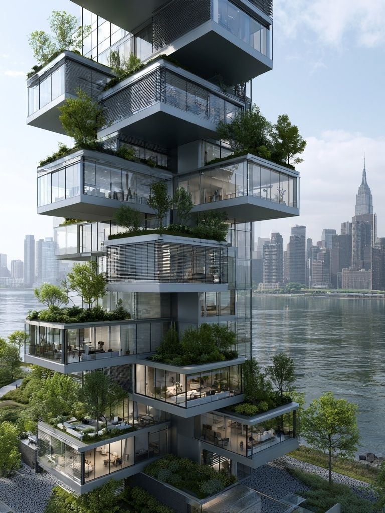 Vertical Garden Tower Architecture Poster. poster detail