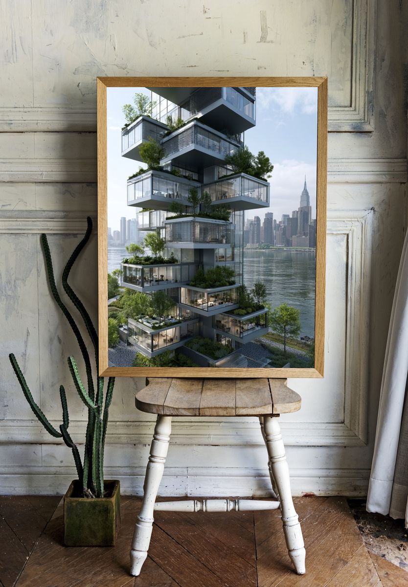 Vertical Garden Tower Architecture Poster. room preview