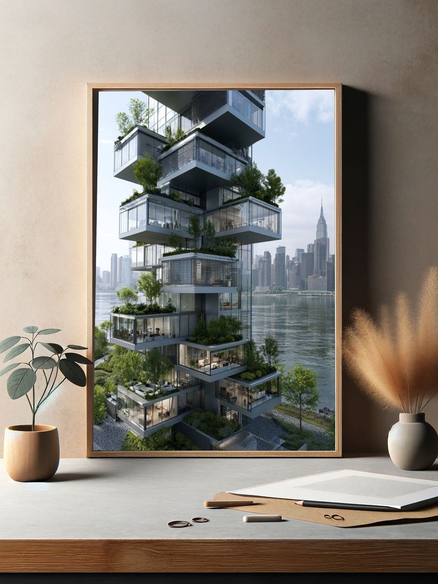 Vertical Garden Tower Architecture Poster. — room view 2