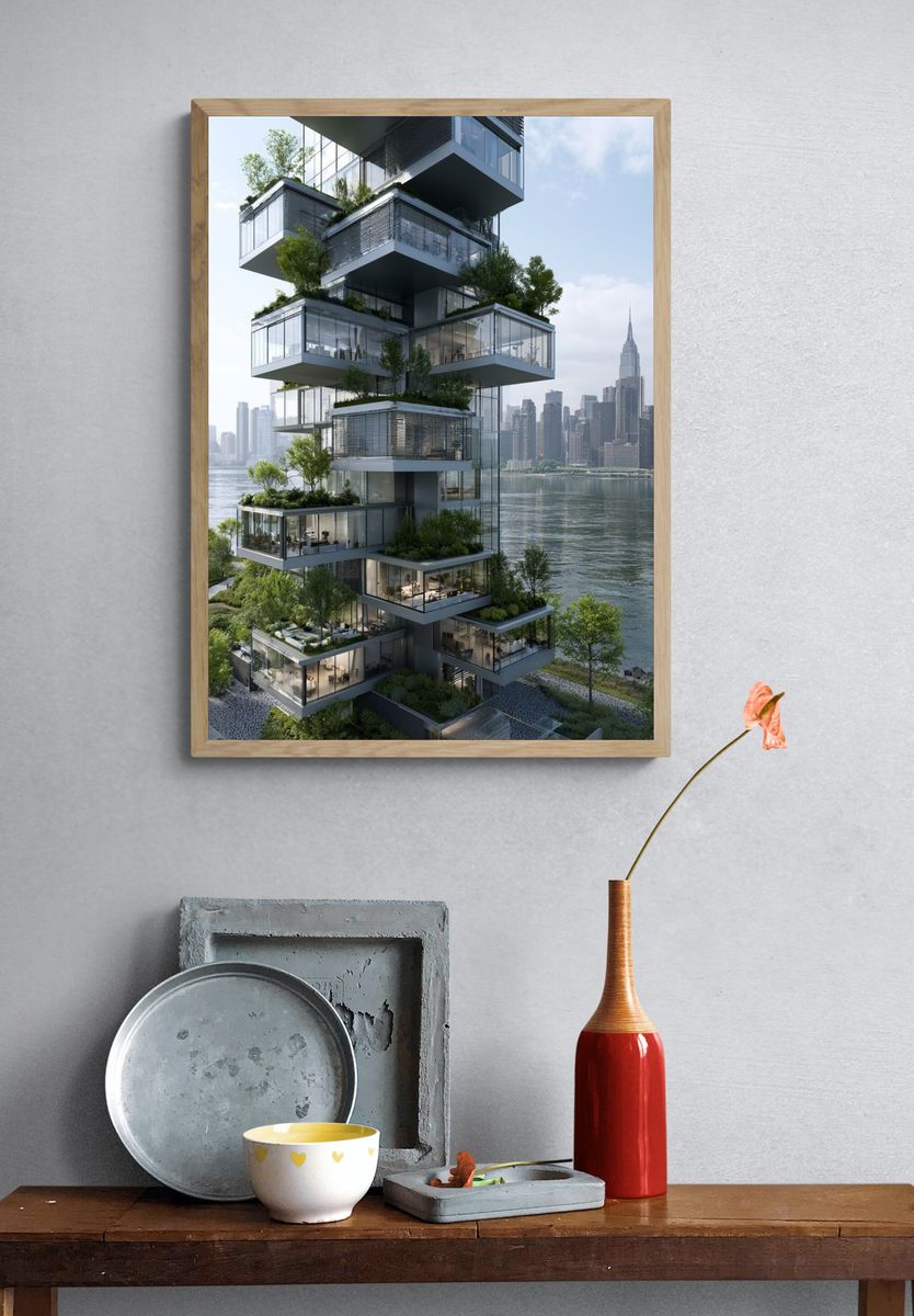 Vertical Garden Tower Architecture Poster. — room view 3