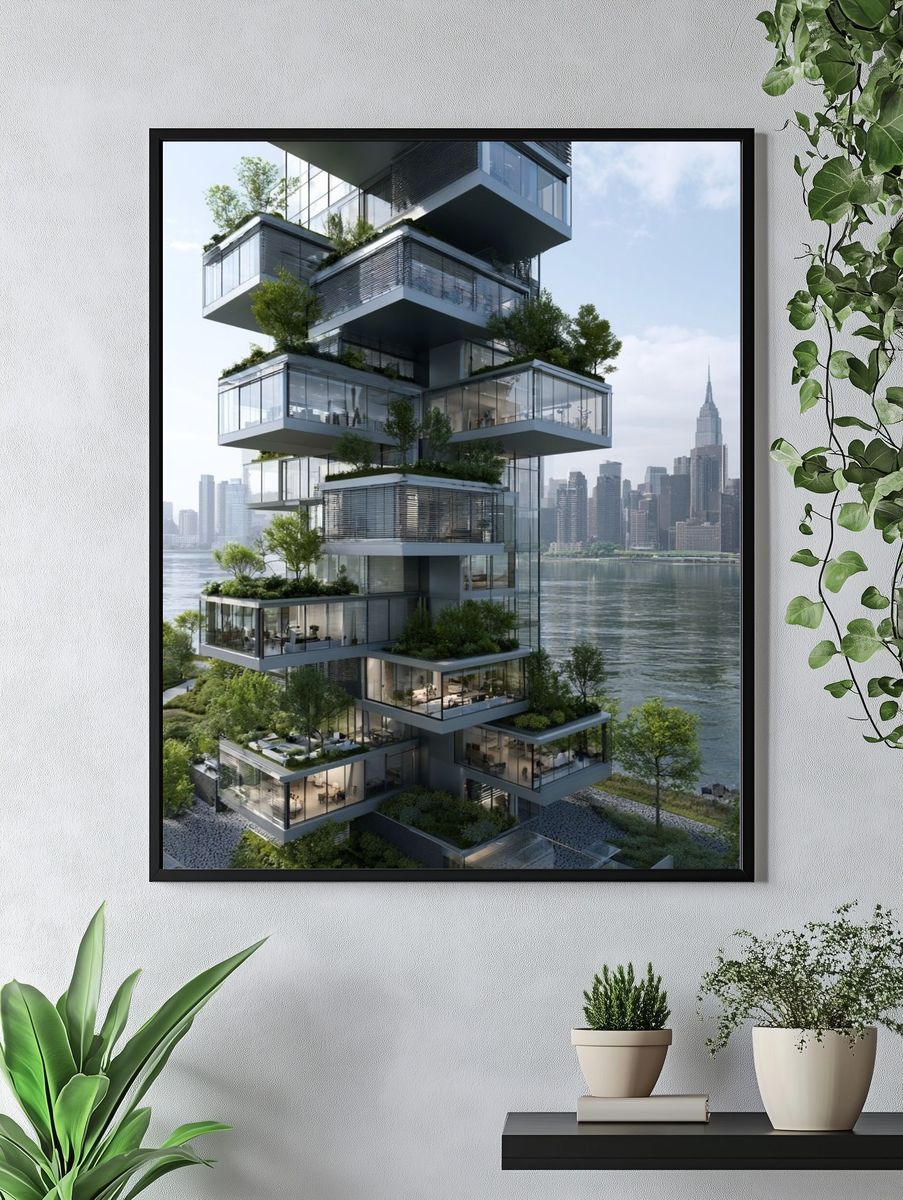 Vertical Garden Tower Architecture Poster. — room view 4