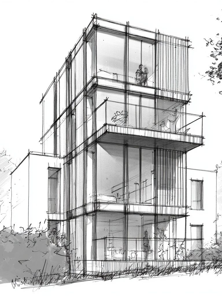 Modern House Sketch Poster. poster — architecture art