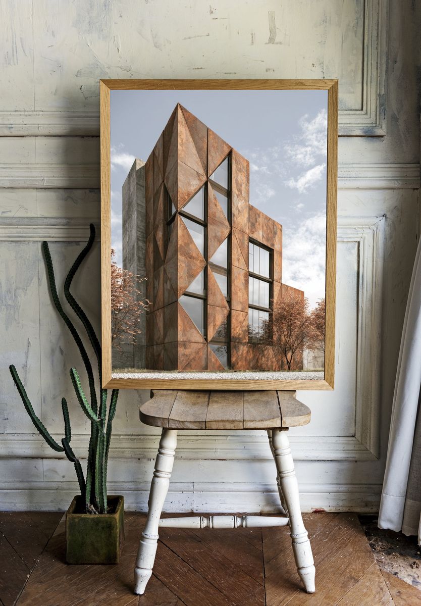 Rustic Modern Building Photography Poster. room preview
