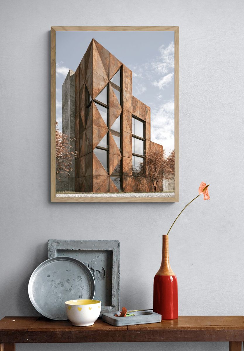 Rustic Modern Building Photography Poster. — room view 3