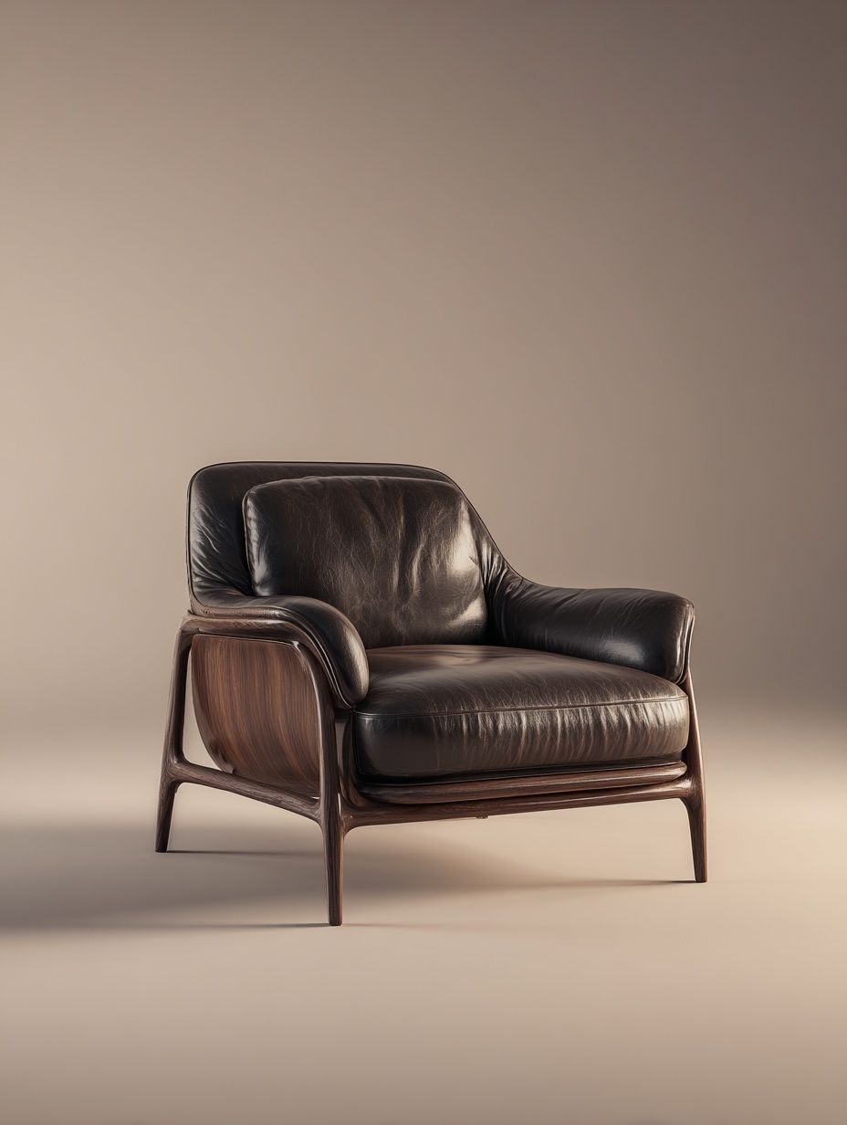 Modern Leather Lounge Chair Print. poster — architecture art